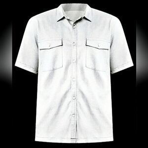 NEW Shaquille O'Neal XLG Button Down Short Sleeve Shirt. White. Men 4XLT BigTall